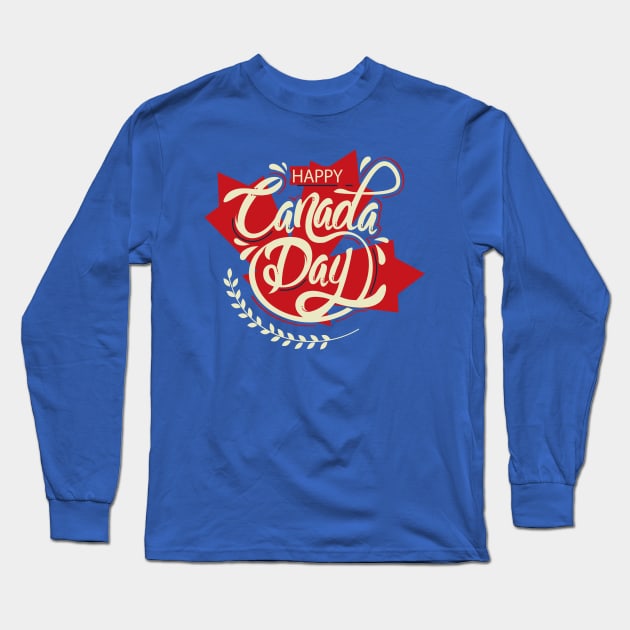 Happy Canada Day Long Sleeve T-Shirt by RedoneDesignART